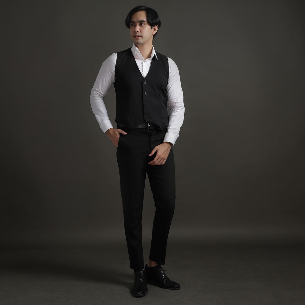 GOLDY - Setelan Jas &amp; Celana Rompi Formal - Hitam Vente Series