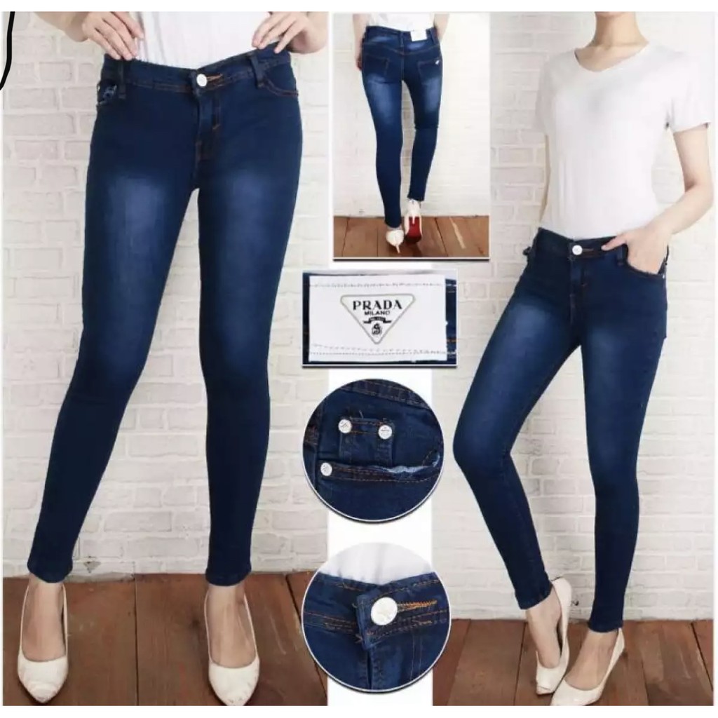 Celana jeans wanita panjang skinny /jeans Prada pensil