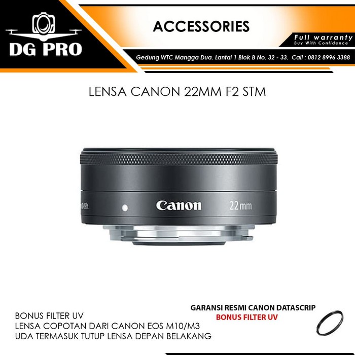 DISKON LENSA CANON 22MM F2 STM - LENSA MIRRORLES CANON EF-M 22MM F2 STM