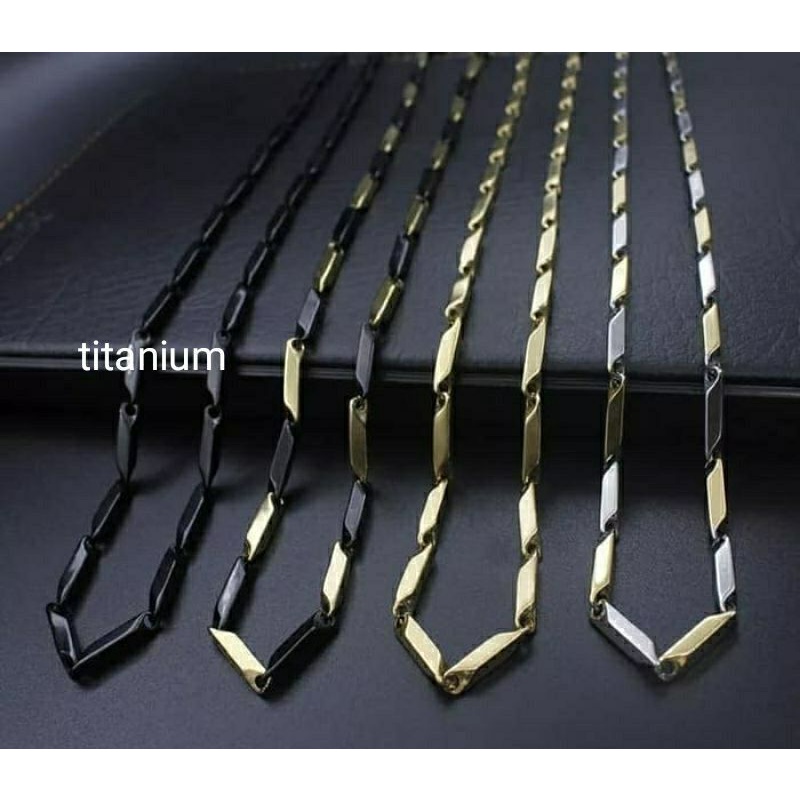 KALUNG TITANIUM RANTAI/STRAP MASKER MODEL PADI PRIA WANITA ANTI KARAT DAN TIDAK MUDAH LUNTUR STAINLEES STEEL BAJA PUTIH