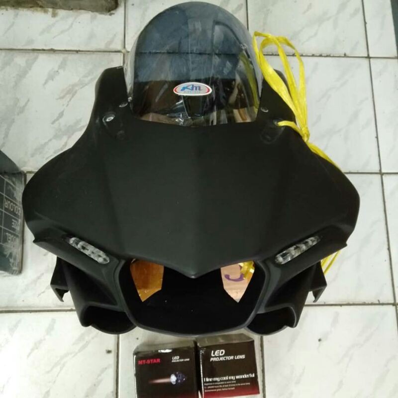 modifikasi Fairing Depan Model R1 + Lampu + Wind Shield