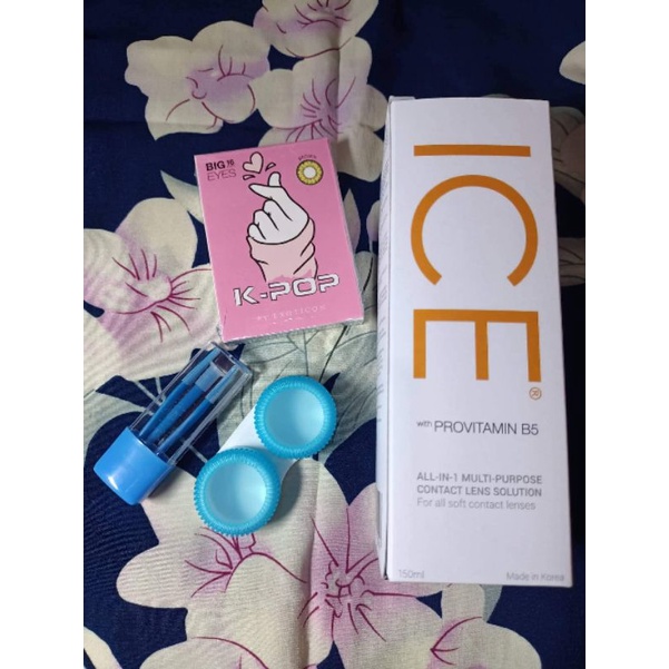 Paket Softlens Kpop Normal Murah by X2 Big Eyes Dia 16mm + AIr Softlens Ice 150ml + Pinset