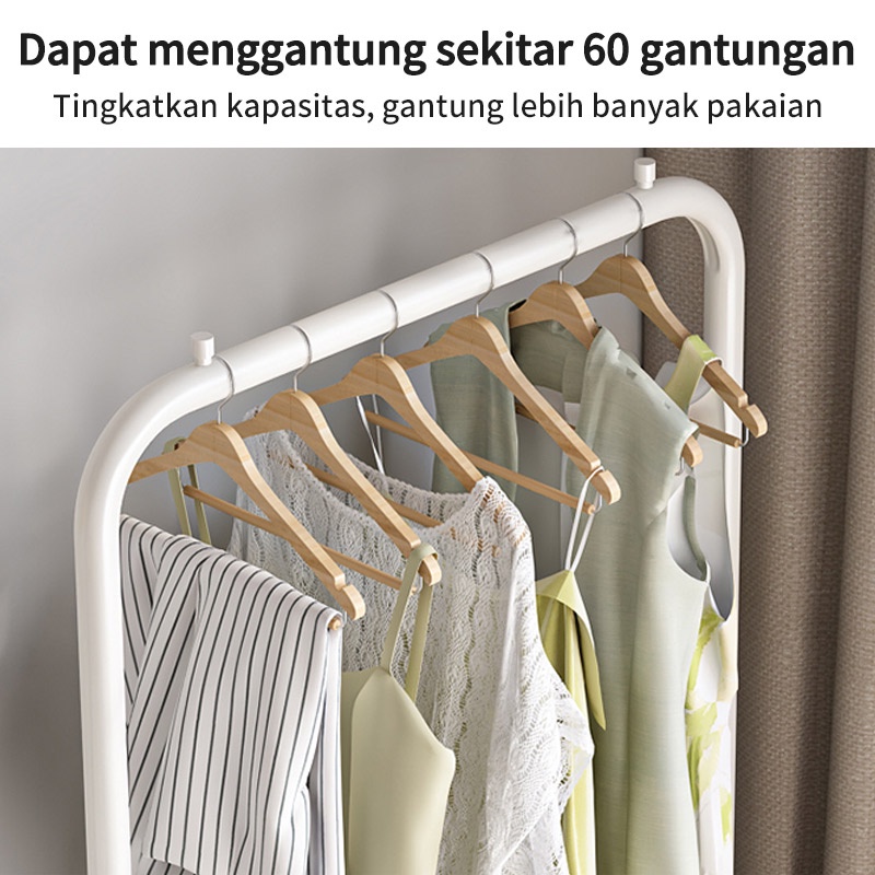 Rak Kamar Tidur Gantungan Baju Multifungsi Rak Sepatu Rak 2tingkat Gantungan Jas