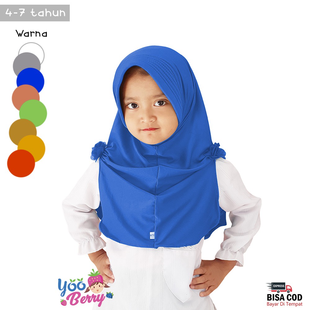 YooBerry Hijab Instan GROSIR Jilbab Anak Akasia Twin Flower Pita 4-7 Tahun Berry Mart