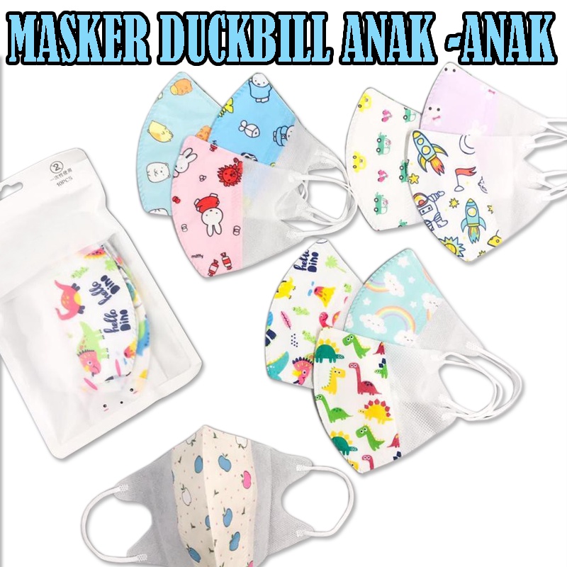 New! Masker Duckbill Anak Motif Lucu Isi 20pcs Usia 1- 3 Th Protective Face Mask 3Ply Earloop