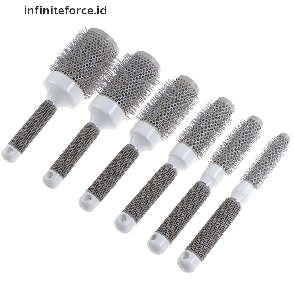 (Infiniteforce.Id) Sisir Thermal Ionik Profesional Bentuk Bulat Bahan Keramik