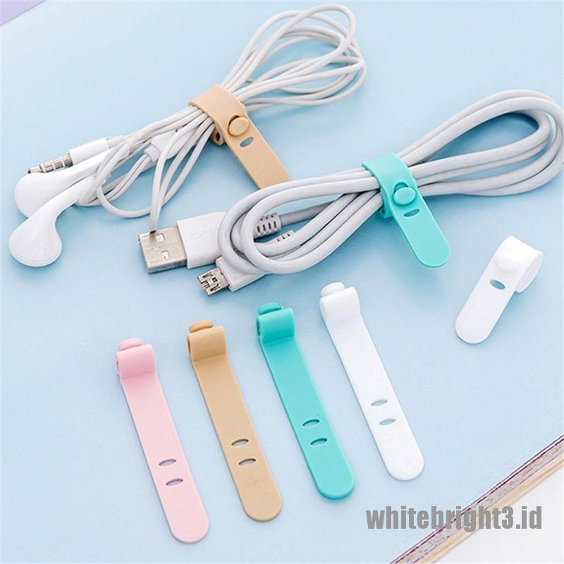 &lt; White3 &gt; Pengikat Kabel Data / Charger / Earphone Bahan Silikon