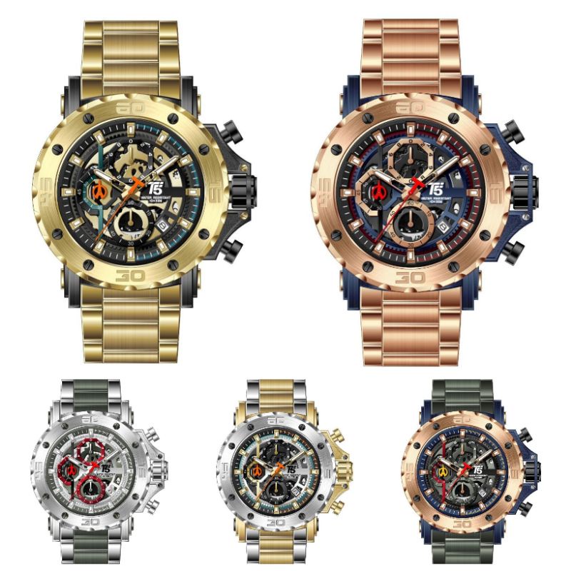 Jam Tangan Pria T5 Original H 3723G Rantai Chronograph Aktif