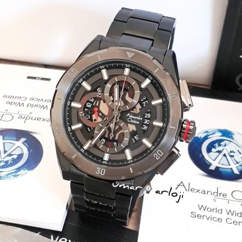 Jam Tangan Pria Alexandre Christie Ac 6560 MC Black Original Fashion Pria