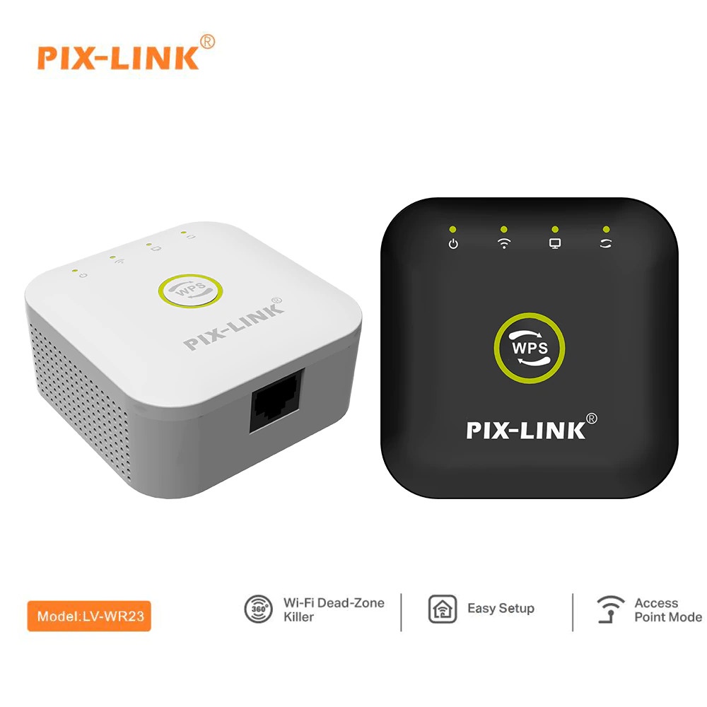 PIX-LINK Wireless WiFi Range Extender Amplifier Repeater 300Mbps - WR23 - Black