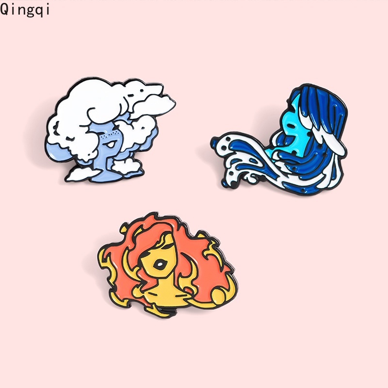 Bros Pin Enamel Desain Kartun Air Cloud Fire Girls Untuk Wanita