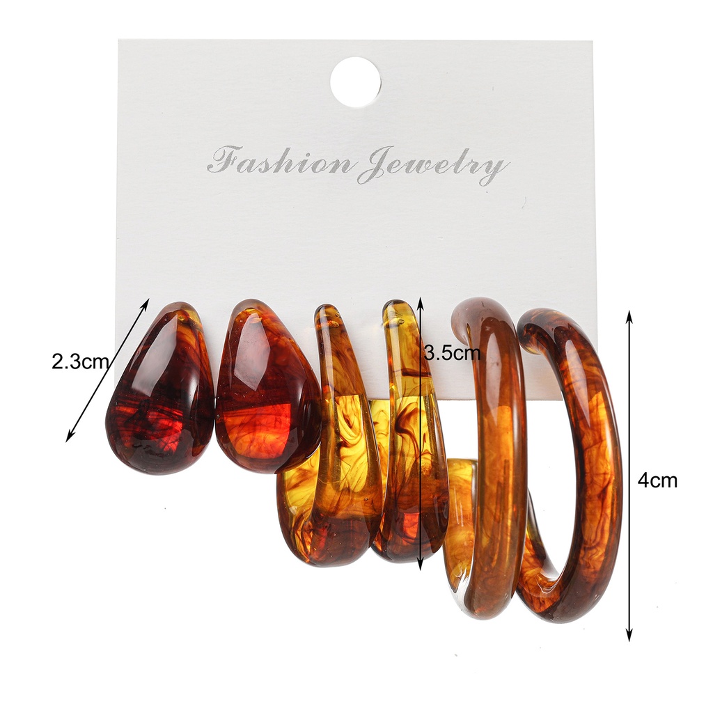 Hu Hu Hu Hu Hu Alat Bantu Pasang Kacamata♡ 3 Pasang / Set Anting Tusuk Bentuk C Bahan Akrilik Transparan Untuk Wanita