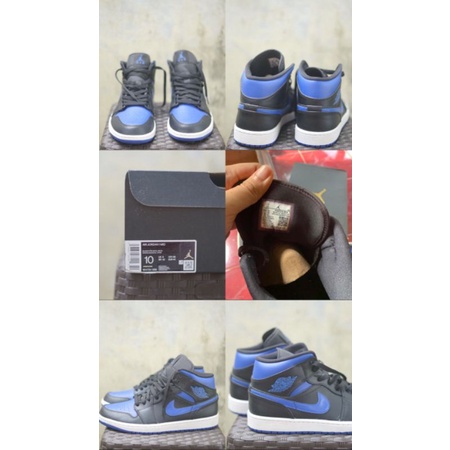 SEPATU AIR JORDAN 1 MID BLACK HYPER ROYAL 100% ORIGINAL
