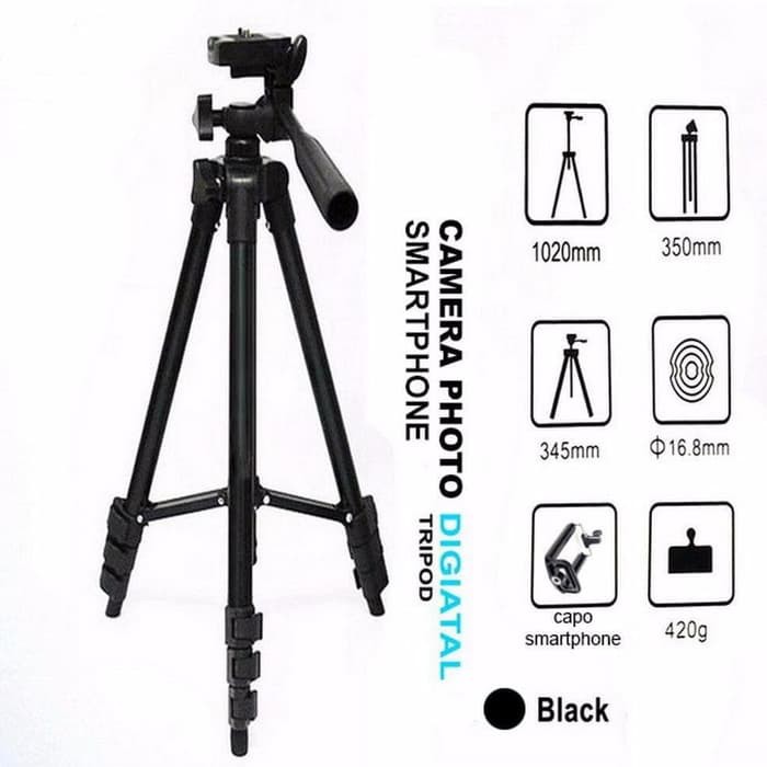 Tripod 3120A Black Tripod Selfie With Holder U