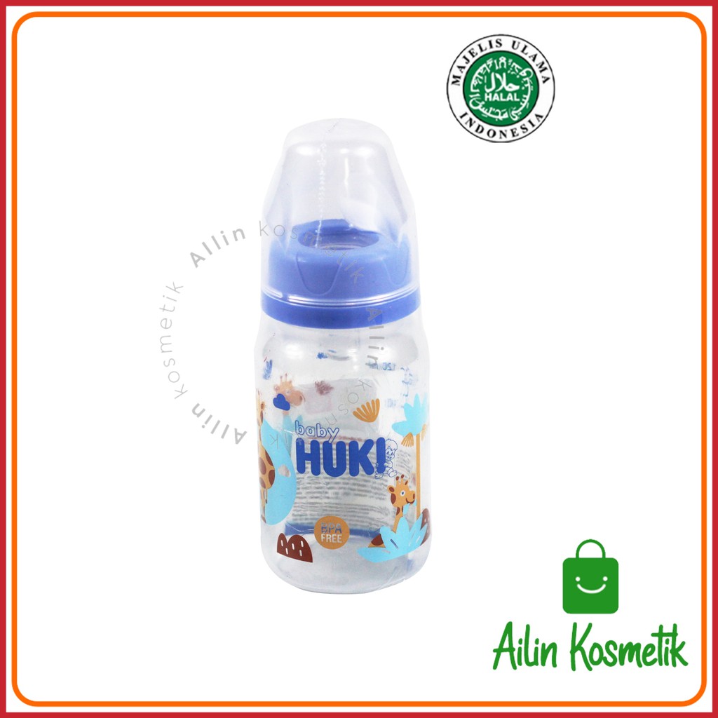 HUKI Botol Susu Dot Gepeng Nipple Silikon HALAL ORIGINAL / Botol Susu Bayi 60ml 120ml 240ml by AILIN