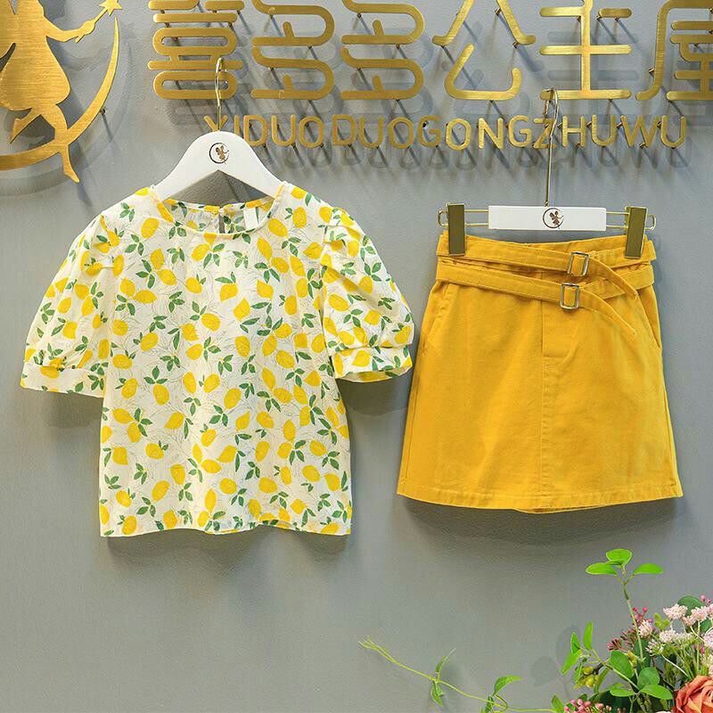 SETELAN ANAK BAJU ROK MOTIF KUNING BUNGA