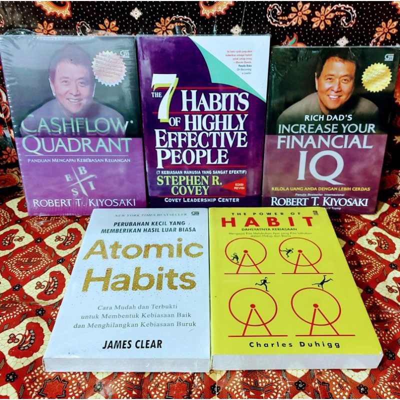 Jual Paket 5 Buku Motivasi Finansial IQ The Power Of Habit Cashflow