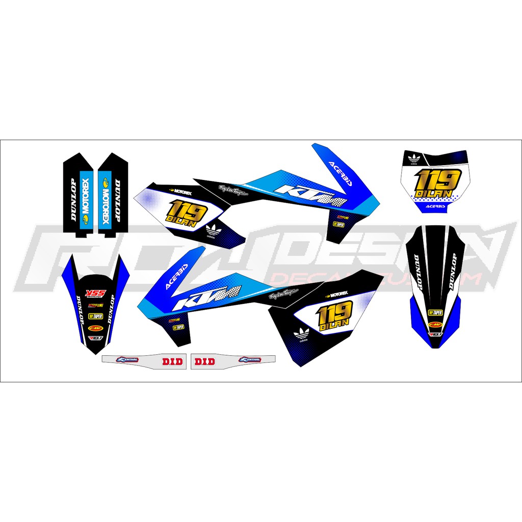 DECAL STICKER KTM 65 SX 2016 (002) DEKAL STIKER KTM 50 HITAM BIRU PUTIH/BLACK BLUE WHITE