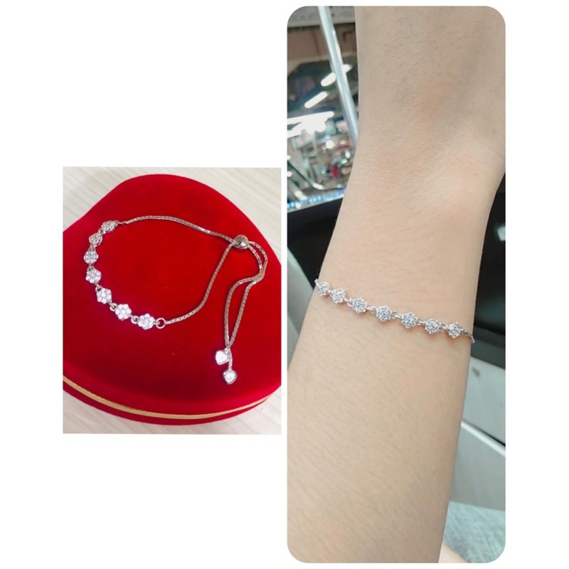 GELANG TANGAN RANTAI SERUT PERMATA PERAK925/PERHIASAN PERAK925 LAPIS EMAS PUTIH ASLI/GT287