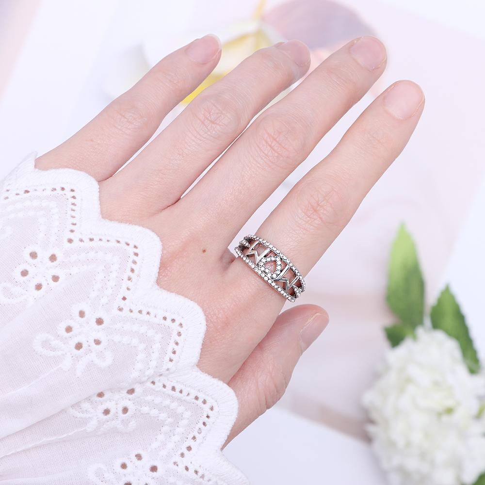 R-flower Mom Ring Princess Mewah Perhiasan Anniversary Hari Ibu Zirkon Menawan