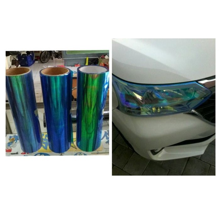 Stiker Lampu Rainbow Mobil / Motor (Sticker chameleon blue)