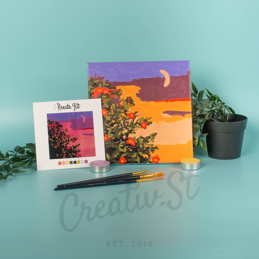 

Paint By Number 20X20Cm Flowers Series [Kreate Kit] Diy Painting Kit Canvas Kanvas Lukis