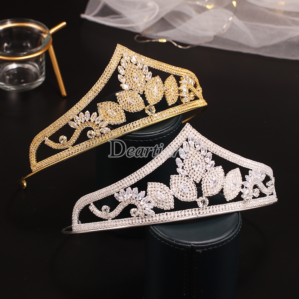 Mahkotatiara Rambut Hias Berlianzircon Berkilau Longgar Untuk Pengantin Wanita