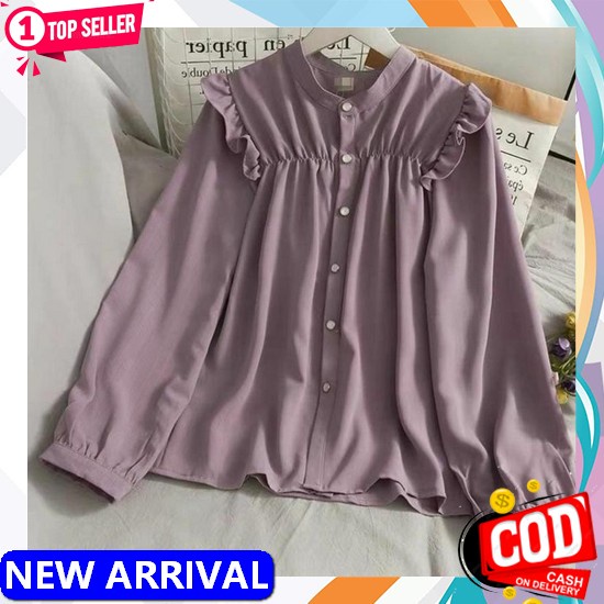 Airin Blus Atasan Wanita Transfaran Korean Style Blouse Cewe Kekinian Blous Cewe Murah Modern Sifon 