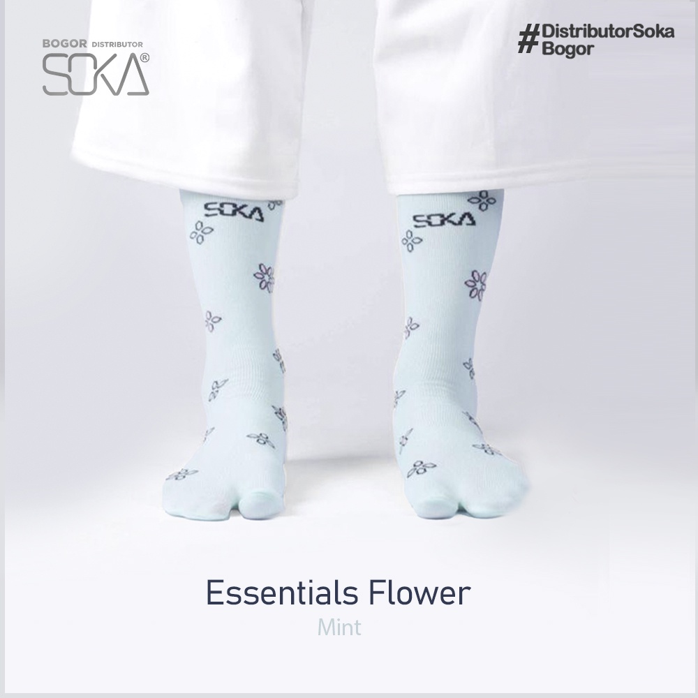 Soka Essentials Flower Mint - Kaos Kaki Jempol Wanita Motif