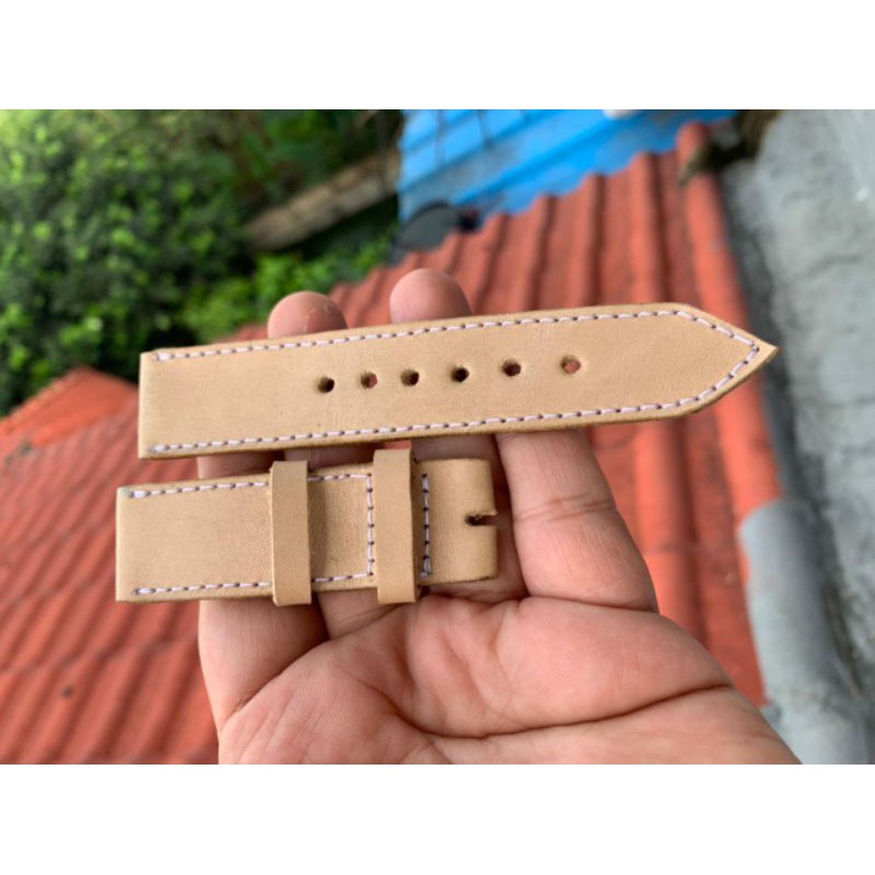 Strap Tali Jam Tangan Kulit Sapi Asli krem hand made