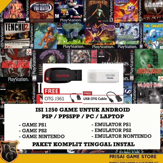BISA COD Flashdisk 16gb isi Game PSP & PS2 & PS1 & Nintendo untuk Android -