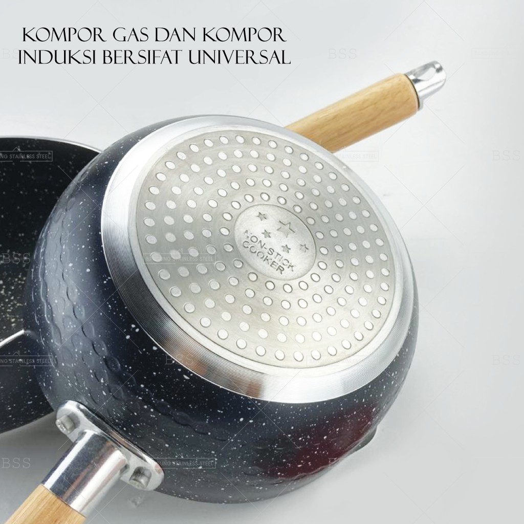 PANCI SUSU MEDICAL STONE TANPA TUTUP 18CM 20CM ANTI LENGKET TEBAL HITAM NON-STICK