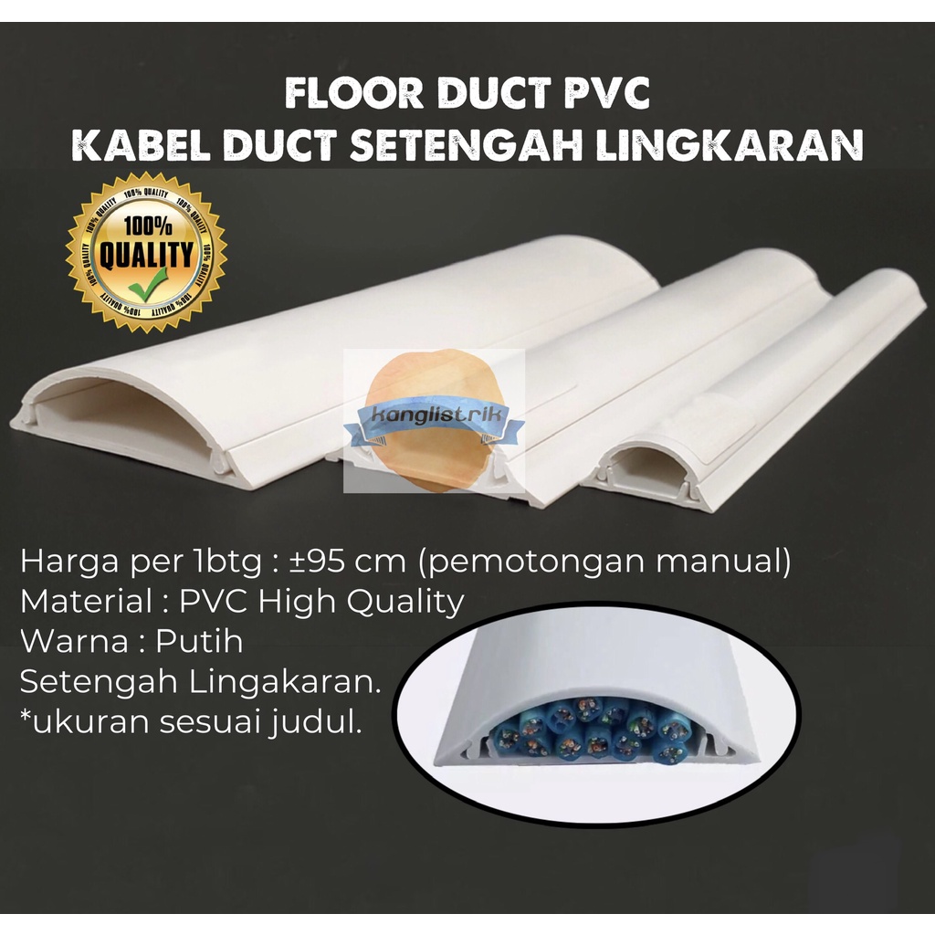 FLOOR DUCT KABEL DUCT LANTAI OVAL 35x10 mm PVC PUTIH.