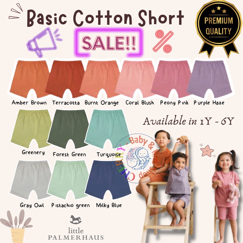 SALE Little Palmerhaus Celana Pendek 1-6 Tahun Anak Basic Cotton Shorts CBKS