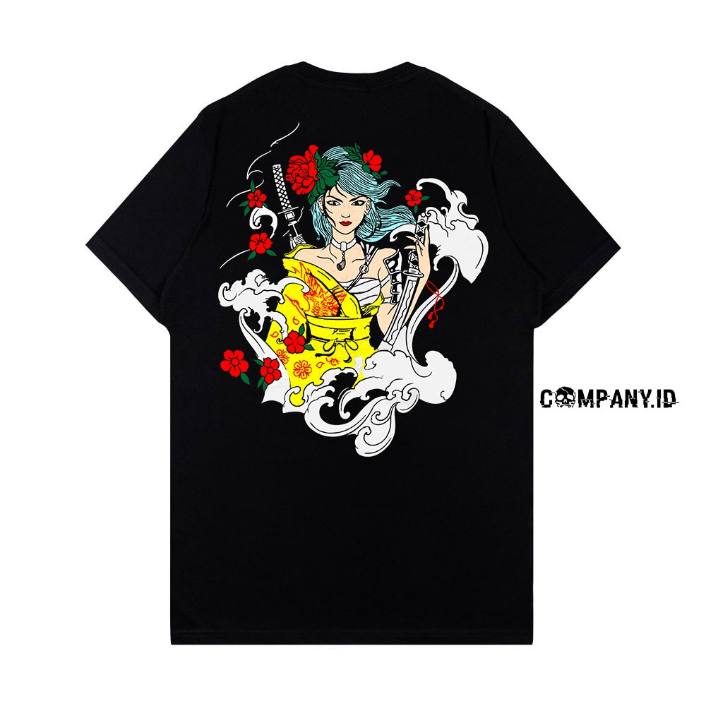 COMPANY.ID T-SHIRT SAKURA JAPAN CULTURE GEISHA SAMURAI KAOS DISTRO BIG SIZE JUMBO PRIA WANITA HITAM 