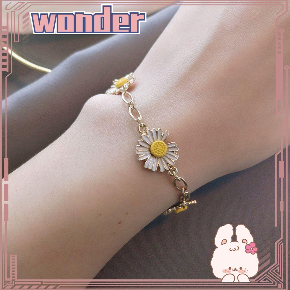 Gelang Cincin Rantai Dapat Disesuaikan Desain Bunga Matahari Daisy Kecil Untuk Perhiasan Wanita Sun Flower