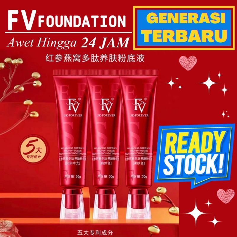FOUNDATION ANTI BADAI ANTI GESER WATERPROOF SMUDGEPROOF FV FOUNDATION RED GINSENG SHARE ORIGINAL CHI