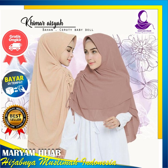 Khimar Instan instant syar i Syar'i 2 Layer Ceruty Ceruti Murah Terbaru Aisyah
