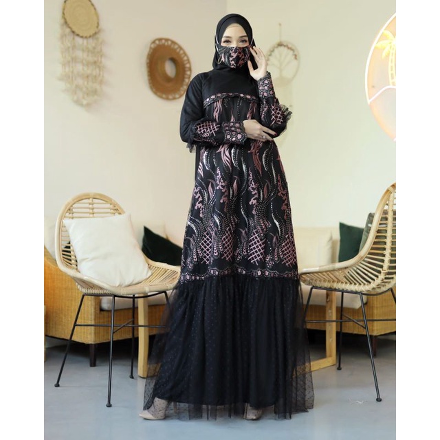 Produk original//gamis muslim wanita//gamis tulle premium//gamis lebaran