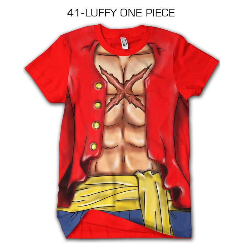 T SHIRT BAJU KAOS CUSTOM PRINTING PRIA LENGAN PENDEK 3D superhero 41-LUFFY ONE PIECE