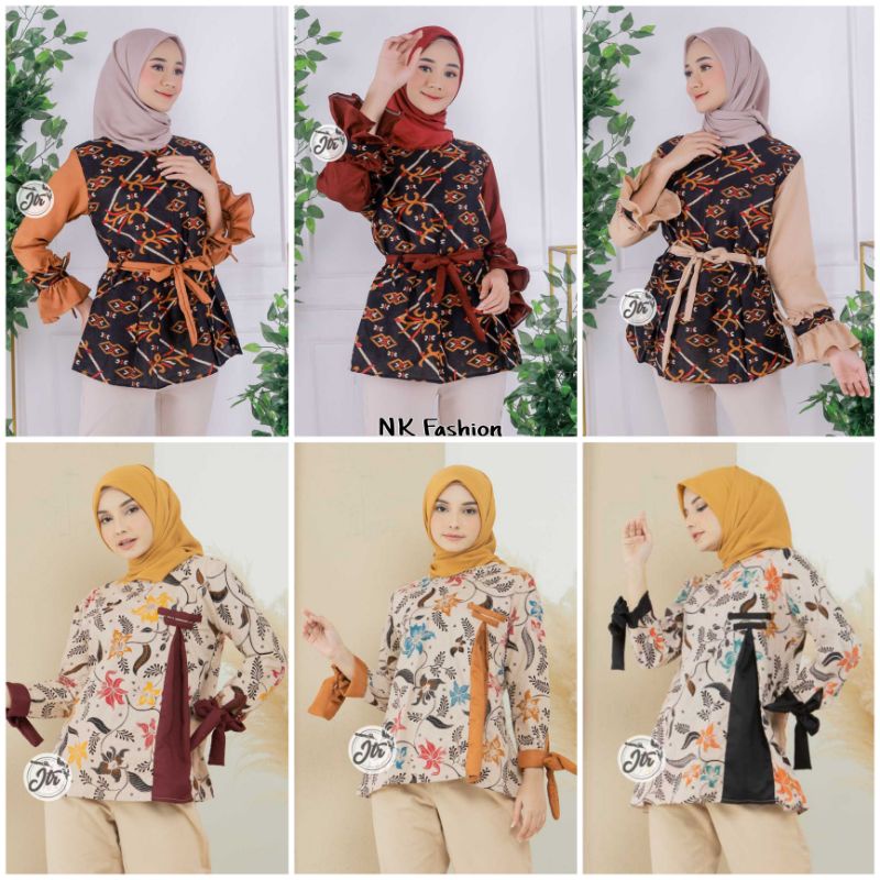 Batik wanita ASJ SA HRB026 Kenongo Kemeja Tosca Pendek