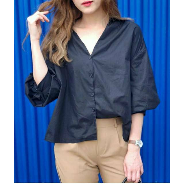 CONSENSO POPLIN TOP BLOUSE ALL SIZE FIT S - L