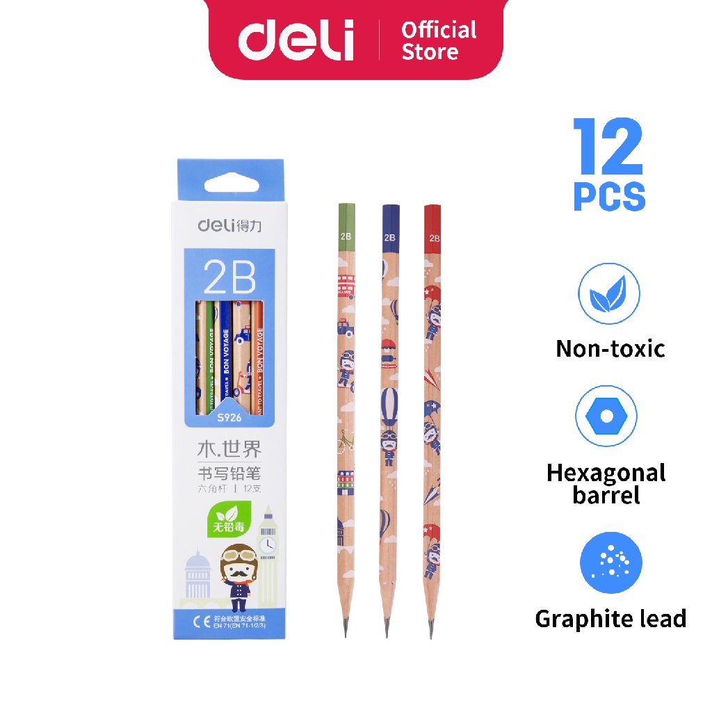 

Deli Pensil 2B Desain Kartun menarik Sertifikat CE Cat tidak beracun S926