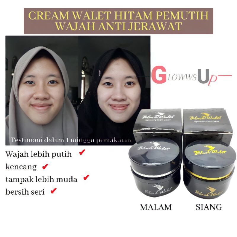 CREAM PENCERAH WAJAH KRIM ANTI JERAWAT BLACK WALET WHITENING DAY &amp; NIGHT CREAM ORIGINAL 1 PCS