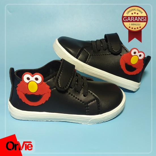 Sepatu Sekoah Anak Tk /SD / SMP/ Motif Elmo Karet 3D | Sepatu Kids Onvie