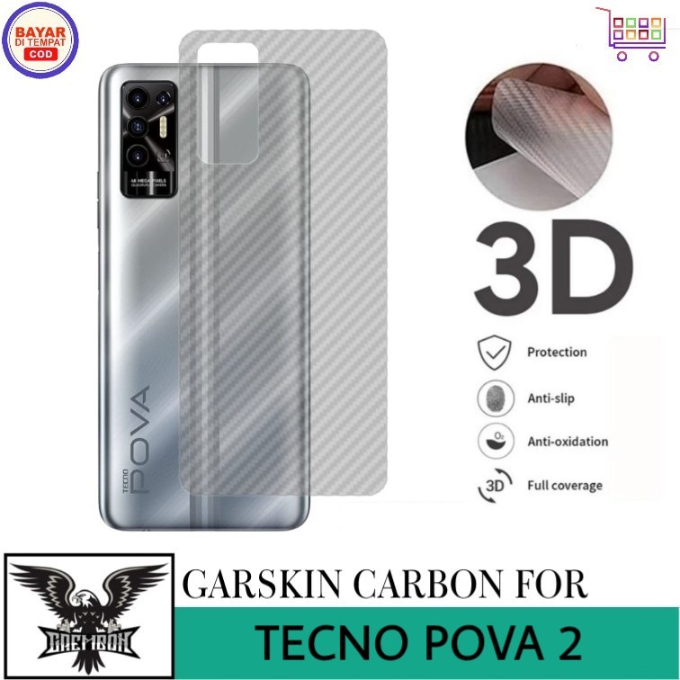 TECNO POVA 2 SPARK 10 NFC SPARK 10 PRO SPARK 6 GO 2023 SPARK 6 GO SPARK 7 PRO ANTI GORES BELAKANG SKIN CARBON GARSKIN ANTI JAMUR MOTIF KARBON TRANSPARAN PELINDUNG BELAKANG ANTI JAMURAN