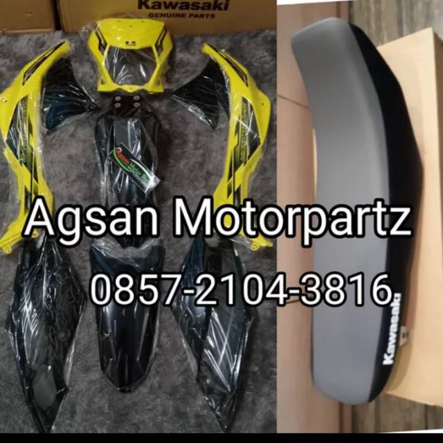 Paket murah body set dan jok KLX Dtracker new kuning pnp KLX 150 S L Dtracker original Kawasaki