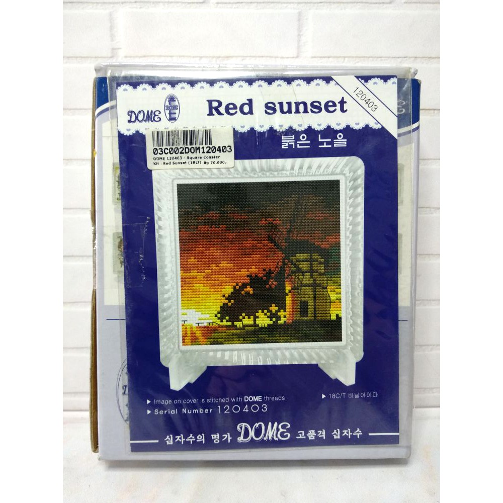 Paket Sulam Kristik Strimin Frame Acrylic DOME 120403 Pemandangan Red Sunset