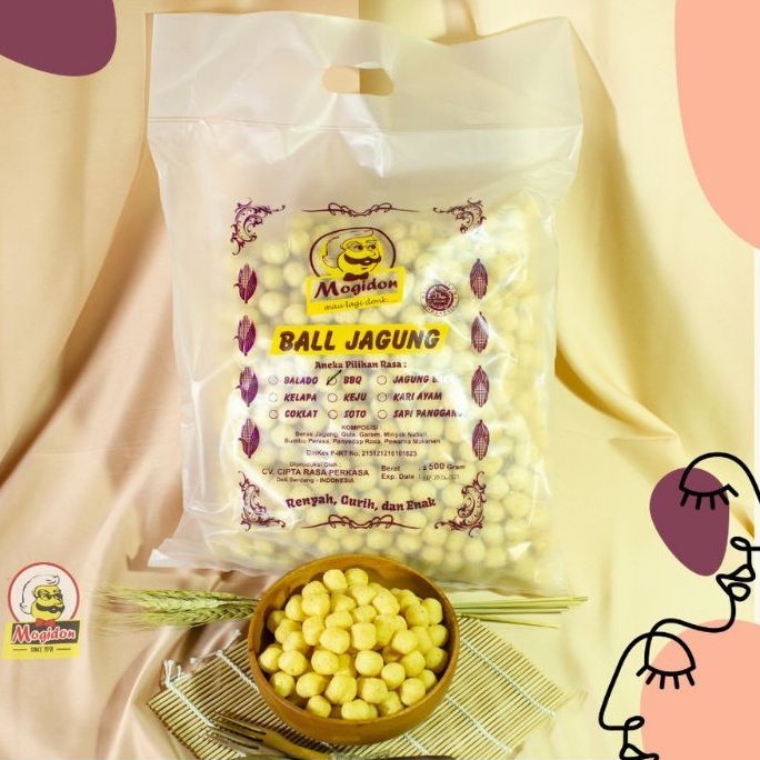 Mogidon Chiki Ball Jagung rasa BBQ 500gr / Snack Cemilan Murah