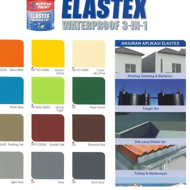 ♚ ASLI 100% ELASTEX 3 IN 1 NIPPON PAINT 1KG / 1 KG WARNA LENGKAP PUTIH ABU ABU BIRU HITAM MERAH HIJA